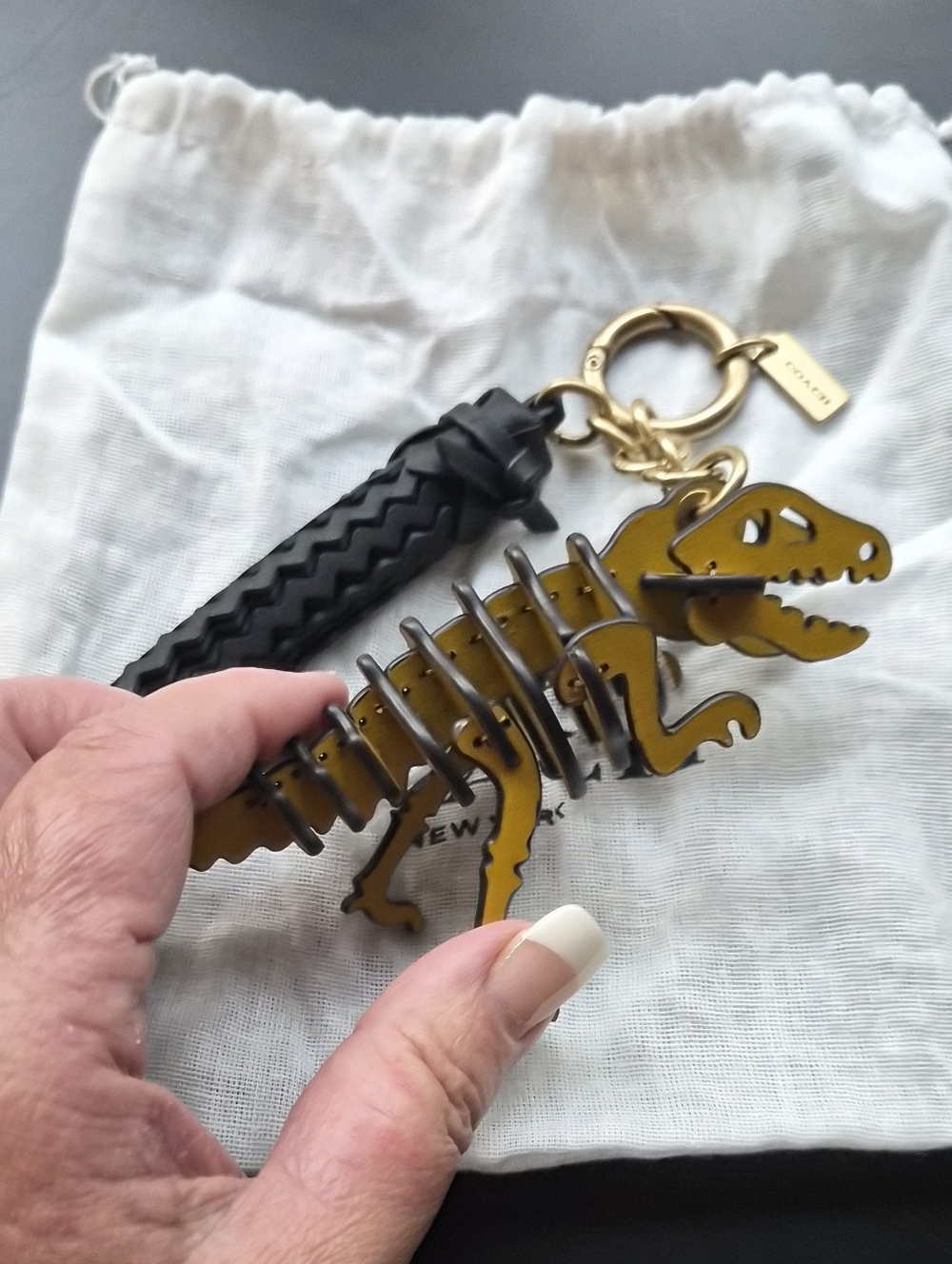 Coach Rexy 10th Birthday Leather Yellow Rexy & Black Tassle Charm W/ Dust Bag